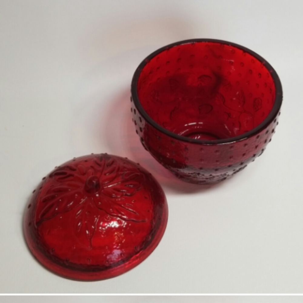 🍓 Longaberger Red Strawberry Glass Club Jar NEW - Picture 2 of 6